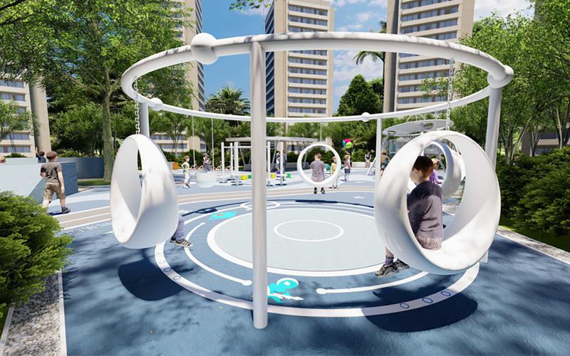 White Minimalist Disc Customized Outdoor Playground